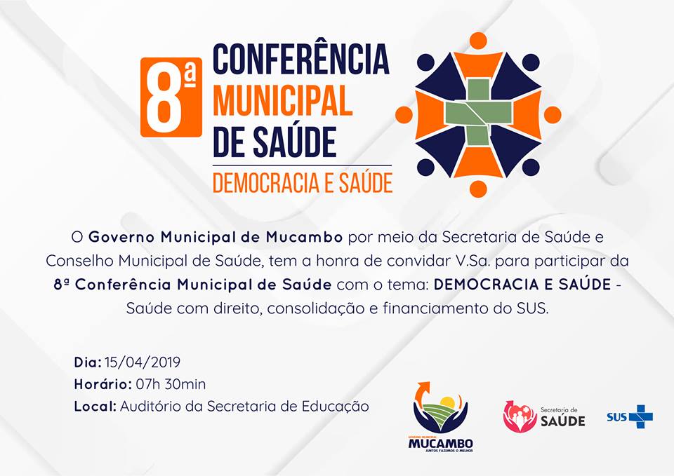 Convite 8ª Conferência Municipal De Saúde Prefeitura De Mucambo 5409